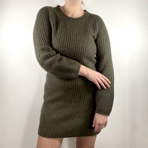 Gap Dark Olive Ribbed Long Sleeve Sweater Dress